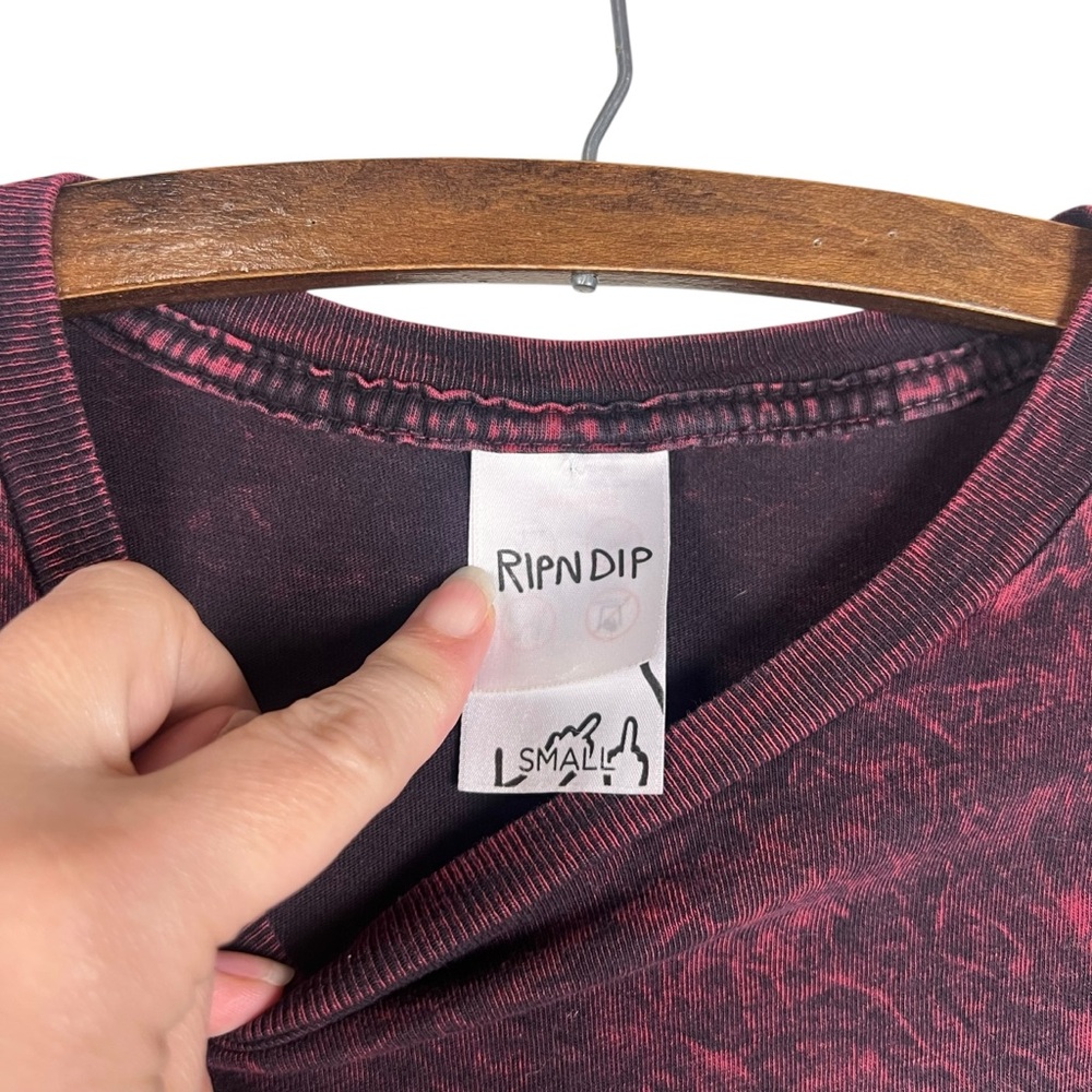 RIPNDIP Lord Nermal Shirt Men Size S Pocket Tee Burgundy Long Sleeve SZ S - Picture 6 of 8